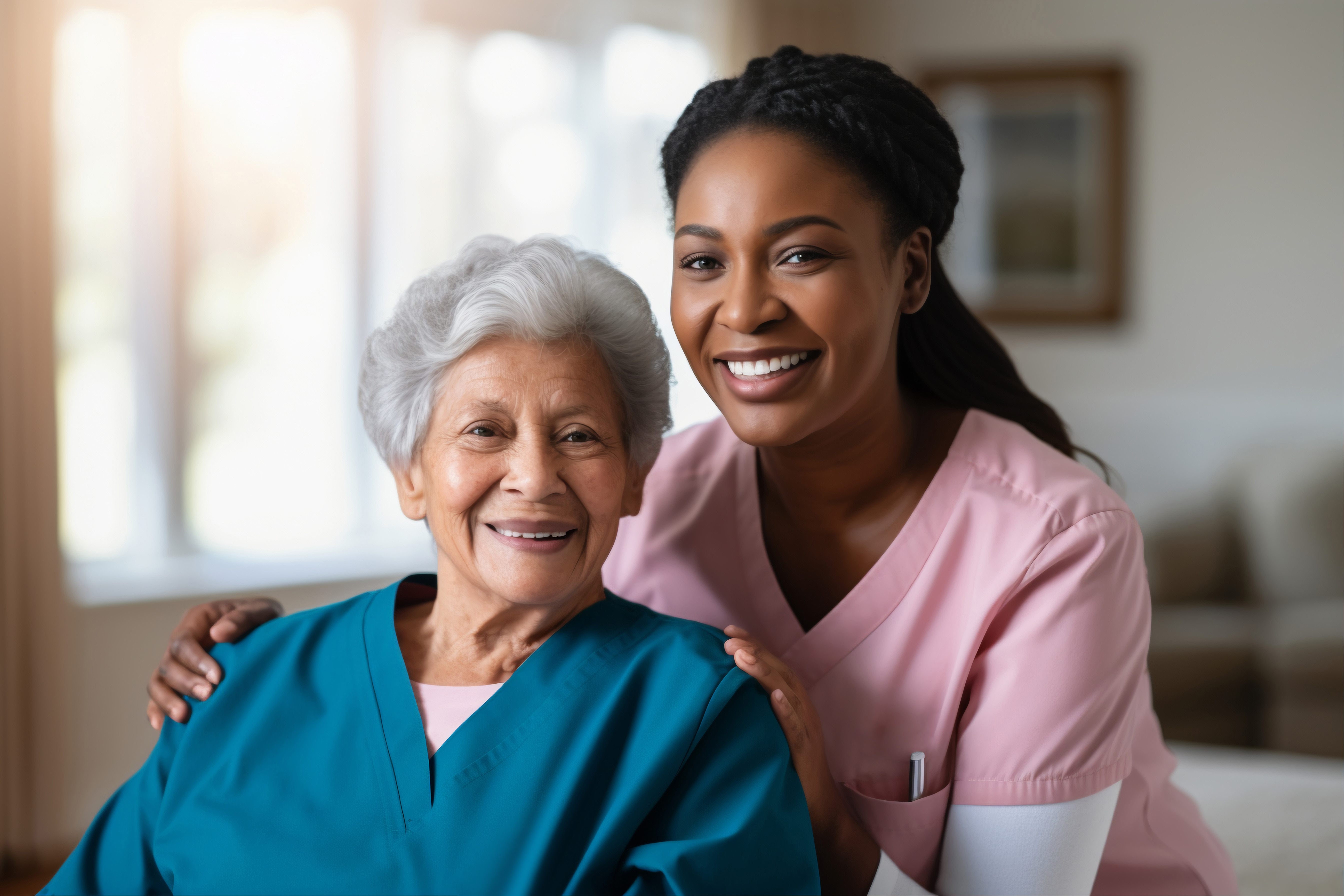 Female nurse with older patient